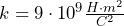 k=9{cdot 10^{9} \frac {H\cdot m^2}{C^2}