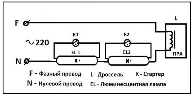 podklyucheniya-lyuminescentnyh-灯-s-droselem