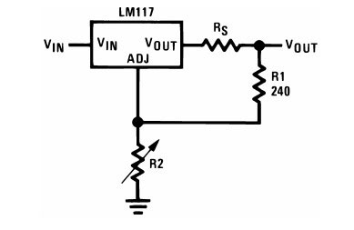 带有可变电阻R2的LM317的开关电路。 